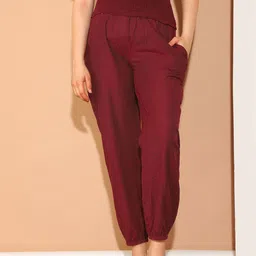 Moms Maternity Women Polka Dot Comfort High-Rise Easy Wash Maternity Pleated Joggers Trousers-picture-12