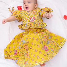 BownBee Girls Floral Printed Pure Cotton Ready To Wear Lehenga & Blouse With Dupatta-picture-21