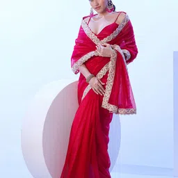 Mitera Beads and Stones Net Saree image 5