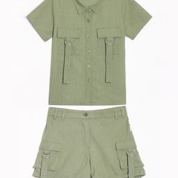 Allen Solly Junior Girls Shirt Collar Pure Cotton Shirt With Shorts-image-61