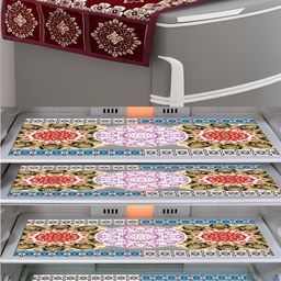 Dakshya Industries 5-Pcs Blue & Beige Printed Refrigerator Cover &  Fridge Mats-27