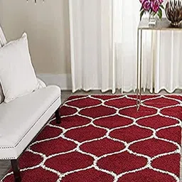 Banchmark Home Furnishings Maroon Geometric Handmade Polypropylene Carpet-picture-1