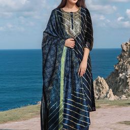 Moda Rapido Women Leheriya Printed Regular Kurta with Trousers & Dupatta-picture-11