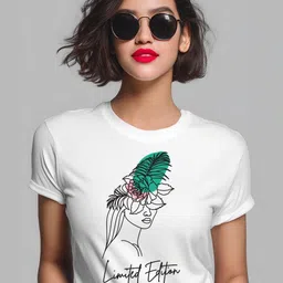 Storeily Women Printed Raw Edge T-shirt-picture-36
