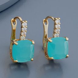 Kushal's Fashion Jewellery Gold-Plated Zircon Square Hoop Earrings-34