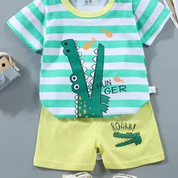 Sun & Shine Kids-Unisex Green Pure Cotton Clothing Set-image-54