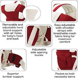 Ineffable Baby Carrier Bag Kangaroo Design Sling 4 in 1 Ergonomic Style With Adjustable Shoulder Strap & Hip support Basket for Front Back Use for Mother Child Infant toddlers Travel - 0-2 year Maroon image 3
