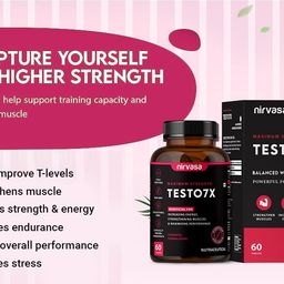 Nirvasa Testo 7X Tablet with Tribulus with Safed Musli | Natural Testo Power Tablets to Improve Muscle Strength & Performance | Testo Supplement to Boost Energy | 60 Tablets x 1 image 5