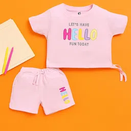 CERABI Girls Printed Pure Cotton T-Shirt With Shorts-picture-2