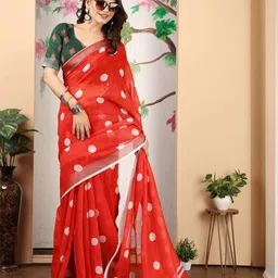 Suha Polka Dot Zari Pure Cotton Saree-18