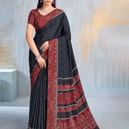 Reboot Fashions Floral Pure Crepe Saree-image-4