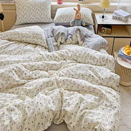 JC HOME Grey & White Quirky Printed AC Room Double Queen Bedding Set-picture-17