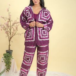 GO BOUJEE Tie & Dye Printed Top, Jacket & Trousers Co-Ord-7