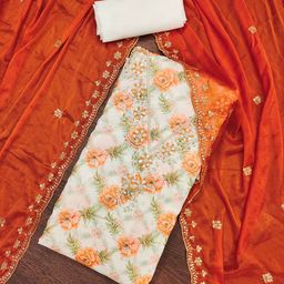 DIVASTRI Floral Printed Beads & Stones Unstitched Dress Material-picture-45