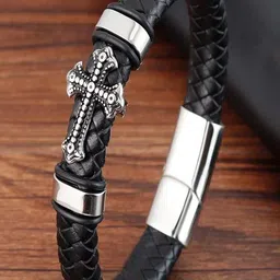Vientiq Black Leather Bracelet-image-99