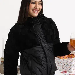 Campus Sutra Fleece Self-Design Buffalo Check Jacket-26