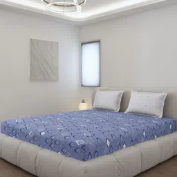 Monte Carlo Edmond Blue Printed 144 TC King Bedsheet Set 2.70 m x 2.70 m-3