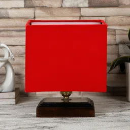 Devansh Red Wood Table Lamp With Jute Shade-52