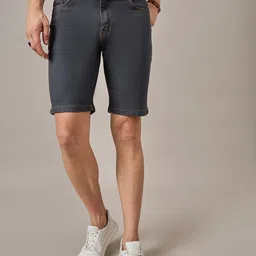 STUDIO NEXX Men Low-Rise Washed Regular Fit Denim Shorts-image-48