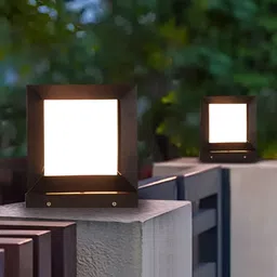 KINIS Black & White 2 Pieces Square Metal Outdoor Lamps-16