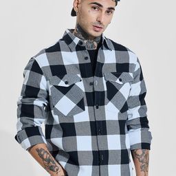 Snitch Men Relaxed Fit Spread Collar Buffalo Checked Cotton Casual Shirt-image-33