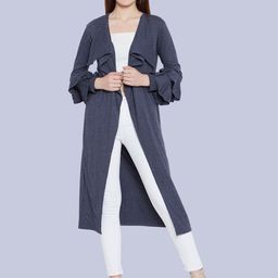 Hypernation Long Sleeves Longline Open Front Shrug-17