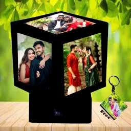Personalise Rotating Led Light Lamp Photo Frame 5x5 Inch 5 inch Table Top Rotating Lamp Photo Frame-image-25