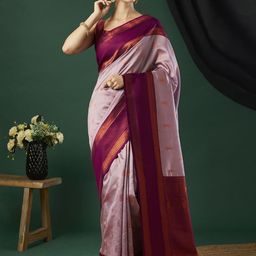 HI FI NX Ethnic Motifs Woven Design Zari Pure Silk Banarasi Saree-image-82