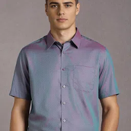 Louis Philippe Micro Ditsy Printed Spread Collar Cotton Shirt-picture-45