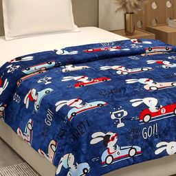 Monte Carlo Blue & Red Printed AC Room 290 GSM Single Bed Blanket-picture-27