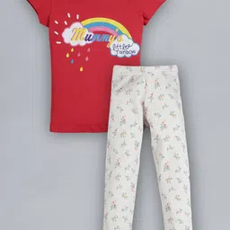 PLUM TREE Girls Printed Pure Cotton T-shirt With Leggings-39