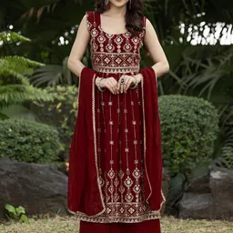 Sashay Boutique Women Ethnic Motifs Embroidered Kurta with Palazzos & With Dupatta-image-94