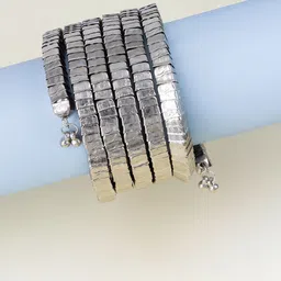PRIVIU Silver-Plated Oxidised Chunky Wraparound Bracelet-23