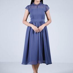 Eilaa Round Neck Fit & Flare Midi Dress-image-98