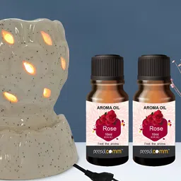 PEEPALCOMM 3Pcs White Electric Leaf Round Diffuser With Rose Aroma Oils - 10ml Each-55