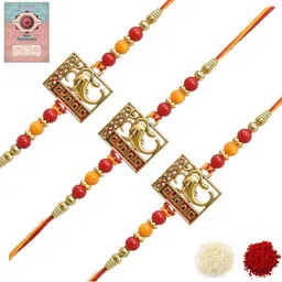 MEIRA JEWELLERY 3-Pcs Rakhi With Roli Chawal & Greeting Card-picture-26