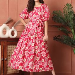 Claura Floral Print Maxi Midi Dress-image-95