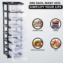 Kuber Industries Transparent & Black 7-Layer Collapsible Drawers Storage Organizer image 3