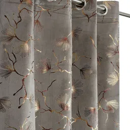 Aura Grey & Gold-Toned Set of 2 Floral Long Door Curtain-picture-48