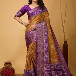 Anouk Rustic Bandhani Zari Silk Blend Patola Saree-22
