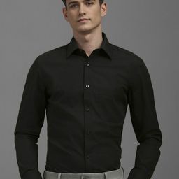 Louis Philippe Men Classic FitSpread Collar Textured Cotton Formal Shirt-image-76