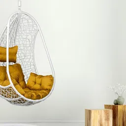 Swingzy White Textured Hanging Hammock Swing With Cushion-image-25