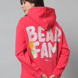 GRIFFEL Women Printed Hooded Pullover Sweatshirt-image-27