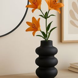 GLOBALLY INDIAN Ripple Curve Black Vase-image-7