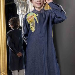 HOITY MOPPET Boys Ethnic Motifs Printed Mandarin Collar Kurta With Pyjamas-image-51