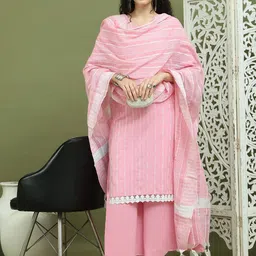Jompers Women Regular Thread Work Kurta with Palazzos & With Dupatta image 3