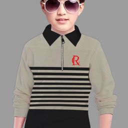 MYEONN Boys Typography Striped Polo Collar T-shirt-49