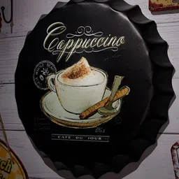 eazy wagon Black & White Cappuccino Printed Metal Bottle Caps Wall Hangings-image-32