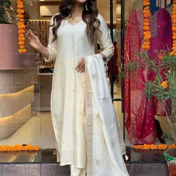 Siya Fashion Women Ethnic Motifs Embroidered Regular Kurta with Trousers & With Dupatta-50