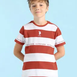 U.S. Polo Assn. Kids Boys Striped Round Neck Cotton Regular Fit T-shirt-picture-20